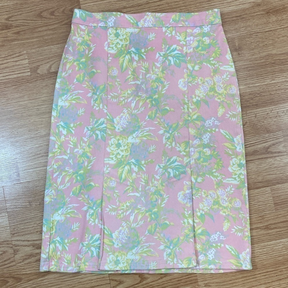 Vintage  Cotton Pastel Floral Skirt